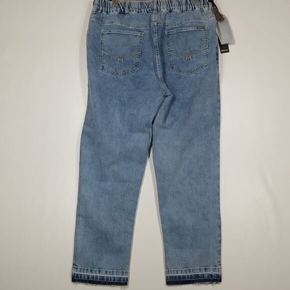 NWT Elasticated-Waist Denim Trousers in Blue Womens Size 34 - Picture 7 of 12